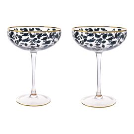 Frida Set of 2 Leopard Print Cocktail Glasses