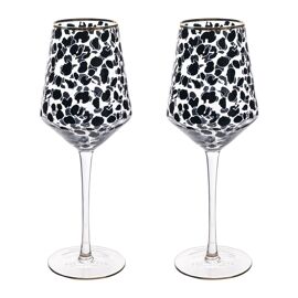 Frida Set of 2 Leopard Print Wine Glasses