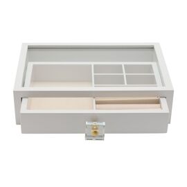 White Wooden Jewellery Box With Compartments and 1 Drawer