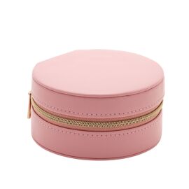 Pink Round Jewellery Box With Compartments and Zip
