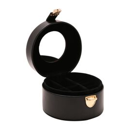Black Round Jewellery Box with Lift Up Lid & MIrror