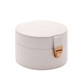 White Round Jewellery Box  with Lift Up Lid & Mirror