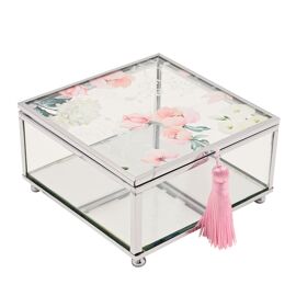 Sophia Glass Trinket Box - Flowers