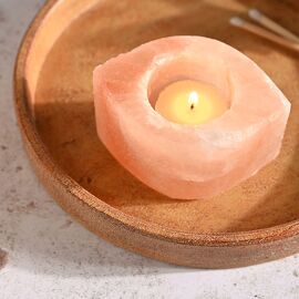 Serenity Himalayan Salt Tea Light Holder - Evil Eye