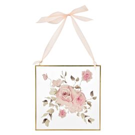**MULTI 6** Sophia Classic Floral Glass Ornament - Square