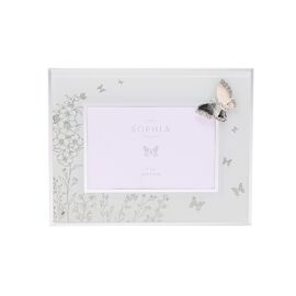 Sophia Classic Silver Butterfly Glass Photo Frame 6" x 4"