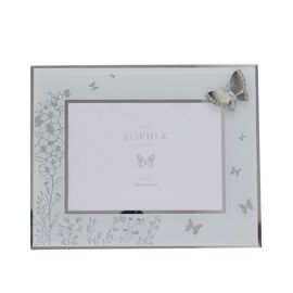 Sophia Classic Silver Butterfly Glass Photo Frame 7" x 5"