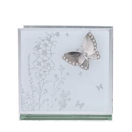 Sophia Classic Silver Butterfly Glass Tealight Holder - Single