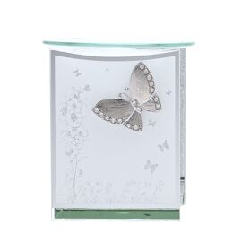 Sophia Classic Silver Butterfly Glass Oil Burner