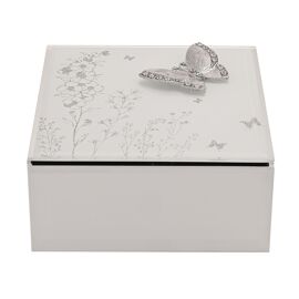 Sophia Classic Silver Butterfly Glass Trinket Box - Small