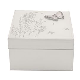 Sophia Classic Silver Butterfly Glass Trinket Box - Medium