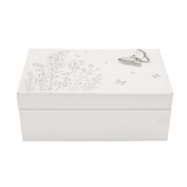 Sophia Classic Silver Butterfly Glass Trinket Box - Large