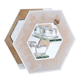 Sophia Classic Golden Bee Glass Tealight Holder - Double