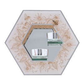 Sophia Classic Golden Bee Glass Tealight Holder - Double