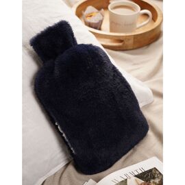 Sophia Layers Soft Faux Fur 1.7L Muff Hot Water Bottle - Navy Blue