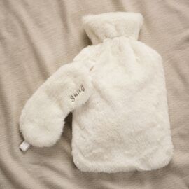 Sophia Layers Snug 1.7L Hot Water Bottle & Eye Mask Set - White