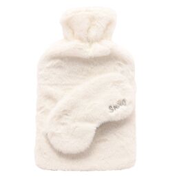 Sophia Layers Snug 1.7L Hot Water Bottle & Eye Mask Set - White