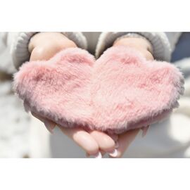 Sophia Layers Cosy Set Of 2 Furry Heart Hand Warmers - Blush Pink