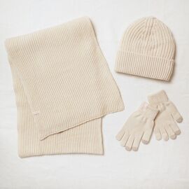 Sophia Layers Cosy Knit Hat Glove & Scarf Gift Set - Ivory