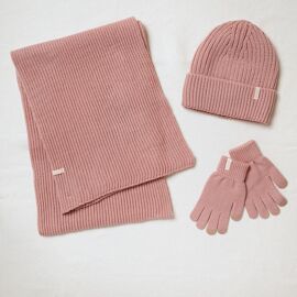 Sophia Layers Cosy Knit Hat Glove & Scarf Gift Set - Blush Pink