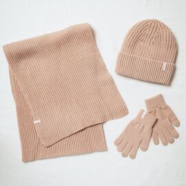 Sophia Layers Cosy Knit Hat Glove & Scarf Gift Set - Nude