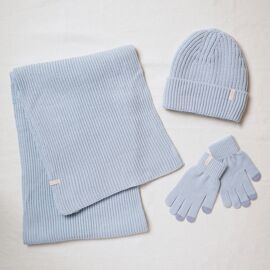 Sophia Layers Cosy Knit Hat Glove & Scarf Gift Set - Powder Blue