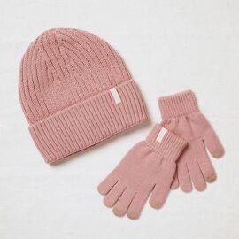 Sophia Layers Cosy Knit Hat & Glove Gift Set - Blush Pink