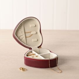 Sophia Heart Shaped Jewellery Box - Burgundy