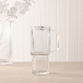 Sophia Ribbed Drinking Glass with Handle