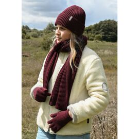 Sophia Layers Cosy Knit Hat Glove & Scarf Gift Set - Burgundy