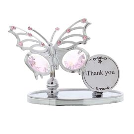 Crystocraft Chrome Plated Butterfly Plaque - Thank you