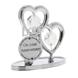 Crystocraft Chrome Plated Love Heart Plaque Anniversary