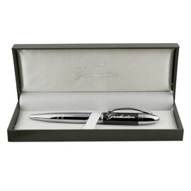 Black/Chrome Plated Pen - Graduation