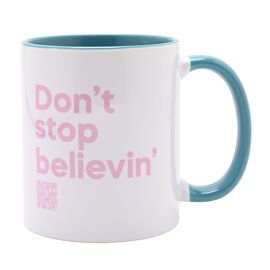 Say It With Songs 11oz Mug Turquoise Inside - Don't Stop Believin' - Journey