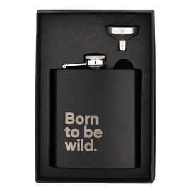 Say It With Songs Hip Flask With Funnel Medium - 6oz Matt Black - Born To Be Wild - Steppenwolf