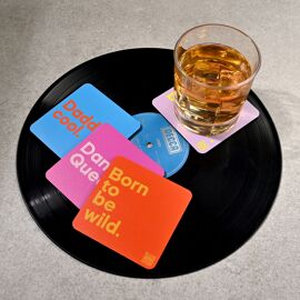 Say It With Songs Coated Hardboard & Cork Coaster - Square 9.5cm - Daddy Cool - Boney M.