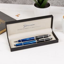Stratton Rollerball & Ballpoint Pen Set - Blue & Black