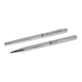 Stratton Rollerball & Ballpoint Pen Set - Two Tone Silver