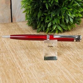 Stratton Ballpoint Pen - Red with Etched Pattern Top
