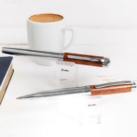 Stratton Rollerball & Ballpoint Pen Set - Wood & Chrome