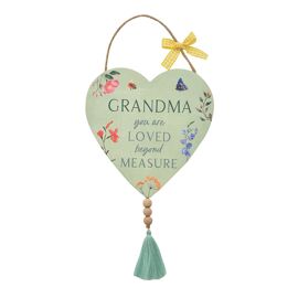 **MULTI 3** The Cottage Garden Hanging Heart Plaque With Tassel "Grandma"