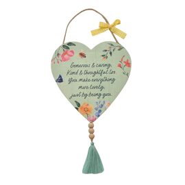 **MULTI 3** The Cottage Garden Hanging Heart Plaque With Tassel "Lovely"