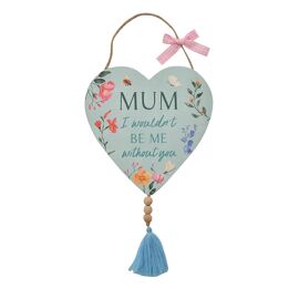**MULTI 3** The Cottage Garden Hanging Heart Plaque With Tassel "Mum"