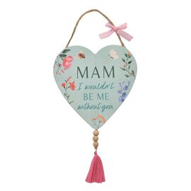 **MULTI 3** The Cottage Garden Hanging Heart Plaque With Tassel "Mam"