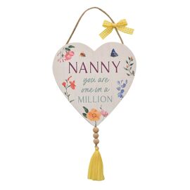 **MULTI 3** The Cottage Garden Hanging Heart Plaque With Tassel "Nanny"