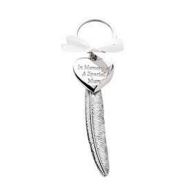 Engravable Silverplated Feather Heart Plaque "Memory of Mum"