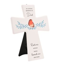 Thoughts Of You Robin Cross Plaque - Dad