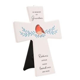 Thoughts Of You Robin Cross Plaque - Grandma