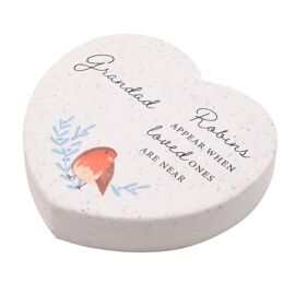 Thoughts Of You Robin Resin Stone Heart Plaque - Grandad
