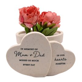 Thoughts of You Graveside Double Heart Vase - Mum & Dad